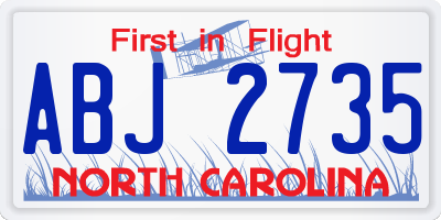 NC license plate ABJ2735