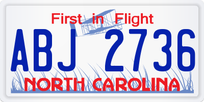 NC license plate ABJ2736