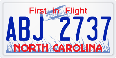NC license plate ABJ2737