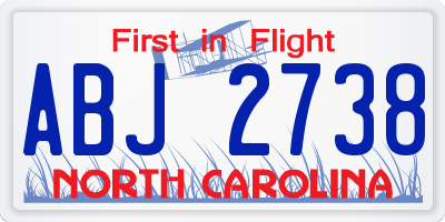 NC license plate ABJ2738