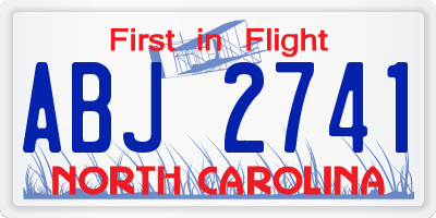 NC license plate ABJ2741