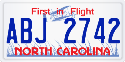 NC license plate ABJ2742