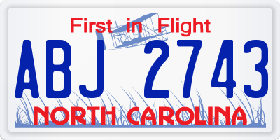 NC license plate ABJ2743
