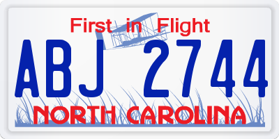 NC license plate ABJ2744