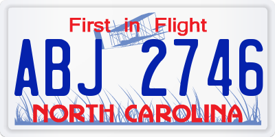 NC license plate ABJ2746