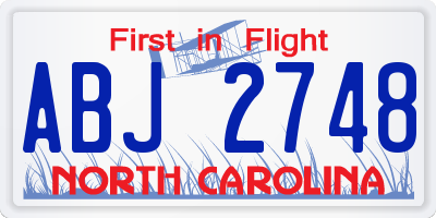 NC license plate ABJ2748