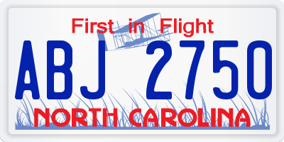 NC license plate ABJ2750