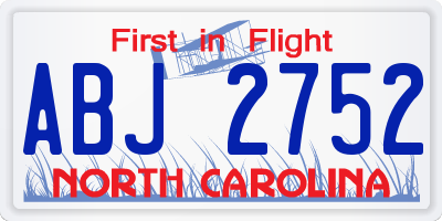 NC license plate ABJ2752
