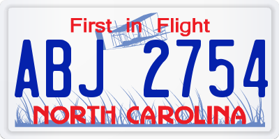 NC license plate ABJ2754