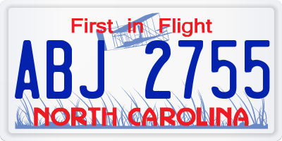 NC license plate ABJ2755