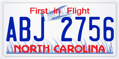 NC license plate ABJ2756