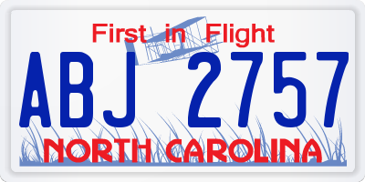 NC license plate ABJ2757