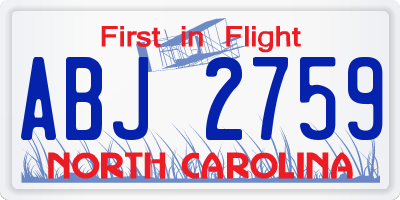 NC license plate ABJ2759