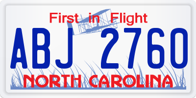 NC license plate ABJ2760