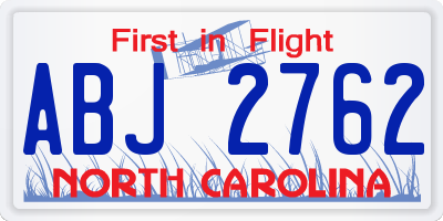 NC license plate ABJ2762
