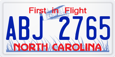 NC license plate ABJ2765