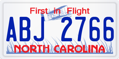 NC license plate ABJ2766