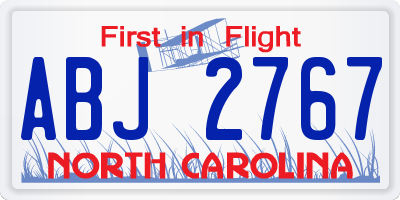 NC license plate ABJ2767