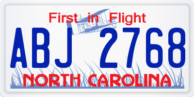 NC license plate ABJ2768