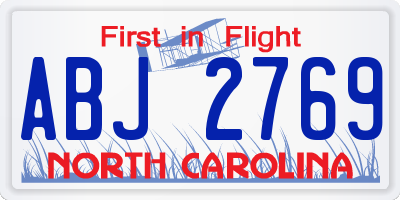 NC license plate ABJ2769
