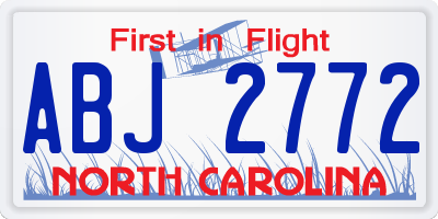 NC license plate ABJ2772