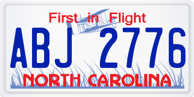 NC license plate ABJ2776
