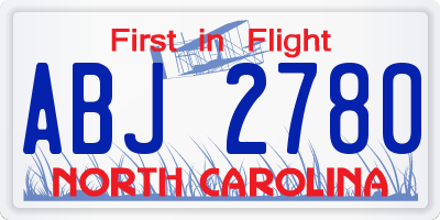 NC license plate ABJ2780