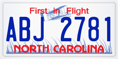 NC license plate ABJ2781