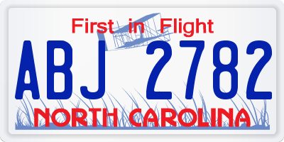 NC license plate ABJ2782