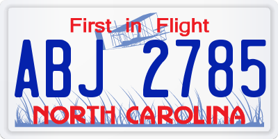 NC license plate ABJ2785