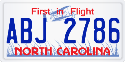 NC license plate ABJ2786