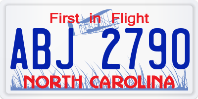 NC license plate ABJ2790