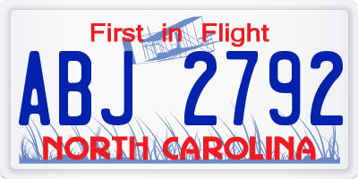 NC license plate ABJ2792