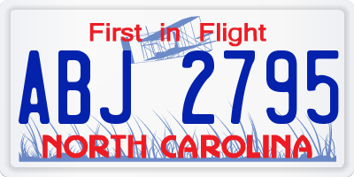 NC license plate ABJ2795