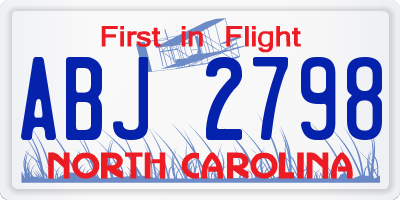 NC license plate ABJ2798