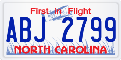 NC license plate ABJ2799