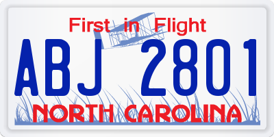 NC license plate ABJ2801