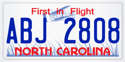 NC license plate ABJ2808