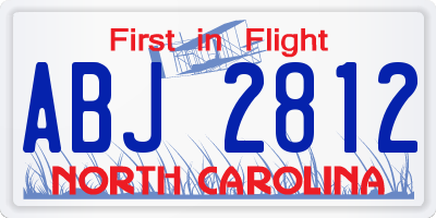 NC license plate ABJ2812