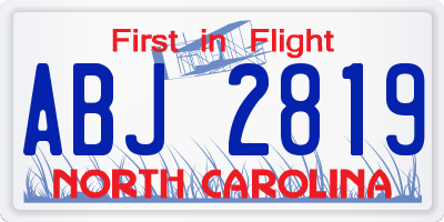 NC license plate ABJ2819