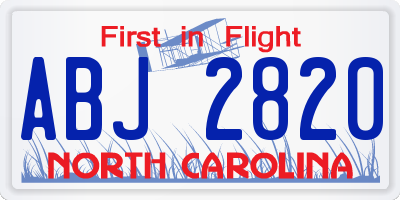 NC license plate ABJ2820