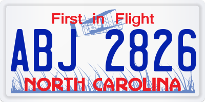 NC license plate ABJ2826
