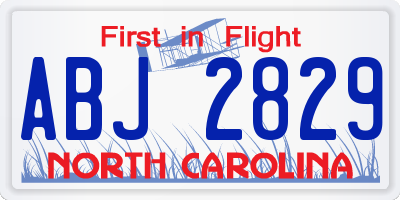 NC license plate ABJ2829