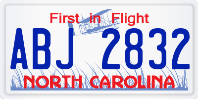 NC license plate ABJ2832