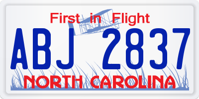 NC license plate ABJ2837