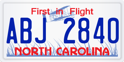 NC license plate ABJ2840