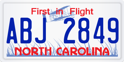 NC license plate ABJ2849