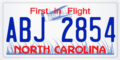 NC license plate ABJ2854