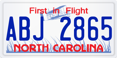 NC license plate ABJ2865