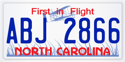 NC license plate ABJ2866